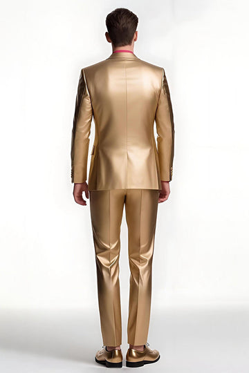 Golden enkelknäppt topp slag Baldräkter för män